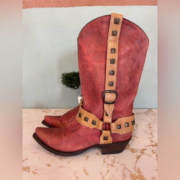 American Rebel Shoes - 🔥🔥FINAL CLEARENCE🔥🔥 AMERICAN REBEL Studded Harness Red Leather Boots